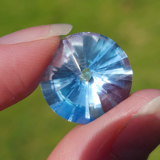 13.75ct Sky Blue Topaz | Custom Fantasy Cut | Round
