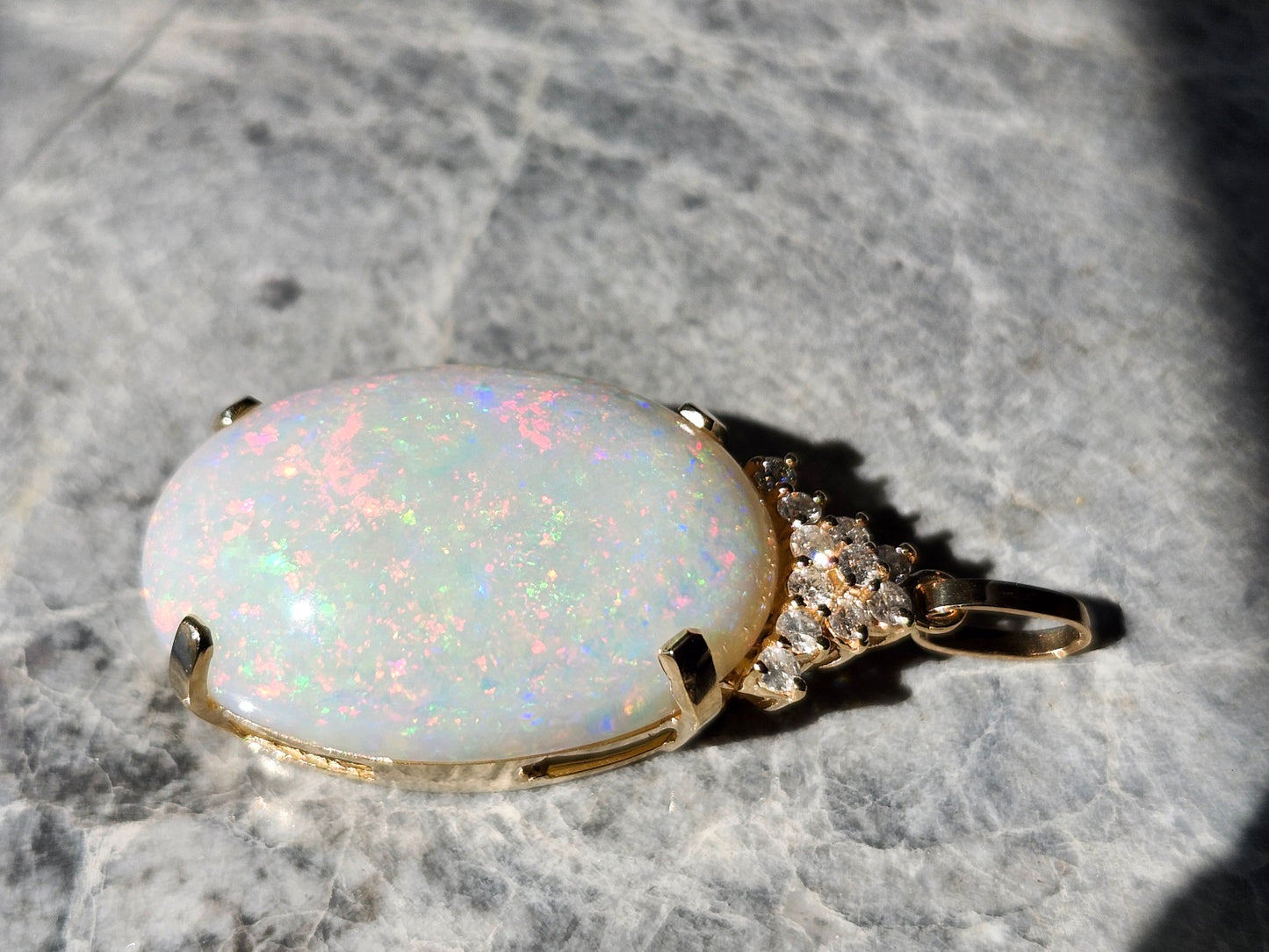 Princess Anne | Australian Coober Pedy Opal Pendant in 14kt Gold
