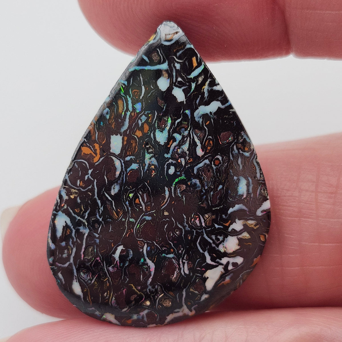 34.05ct Australian Koroit Boulder Matrix Opal | Freeform Pear Cabochon | #E300