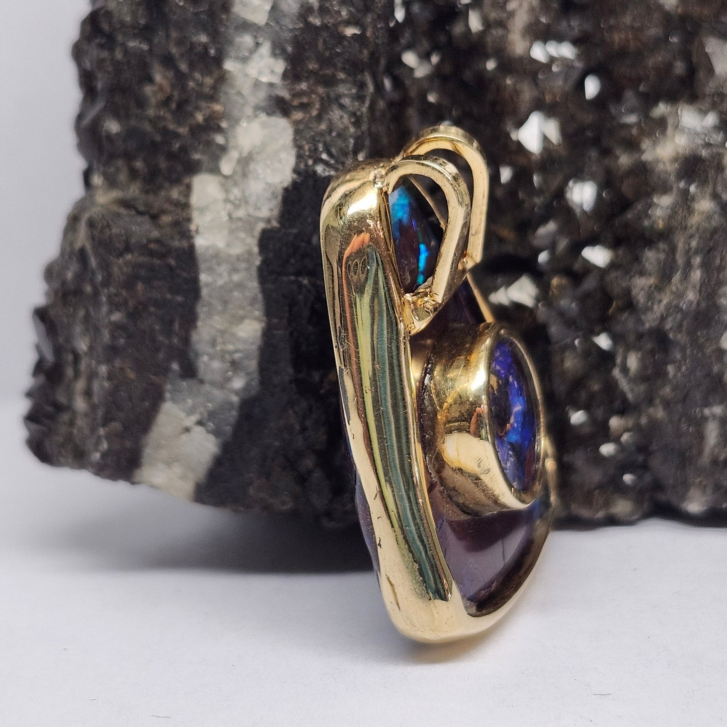 Duetto | Yowah Queensland Boulder Opal Pendant  | Custom | 14kt Yellow Gold