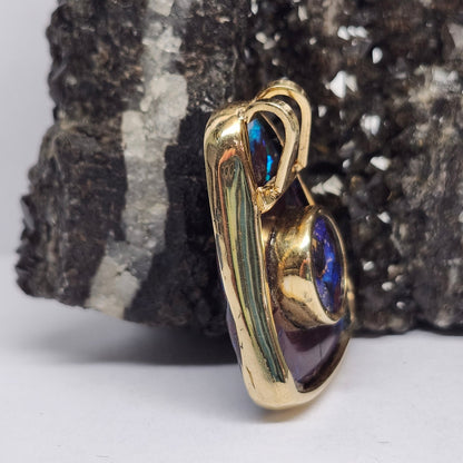Duetto | Yowah Queensland Boulder Opal Pendant  | Custom | 14kt Yellow Gold