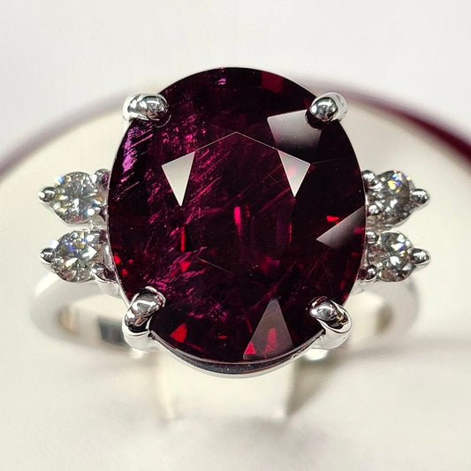 6.83ct | Rubellite Tourmaline and Diamond Ring | 18kt | White Gold