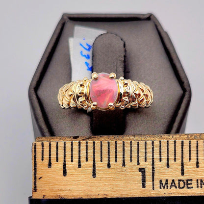 Rosa | 0.73ct Lightning Ridge Semi-Black Australian Opal Ring | Custom | 14kt Yellow Gold