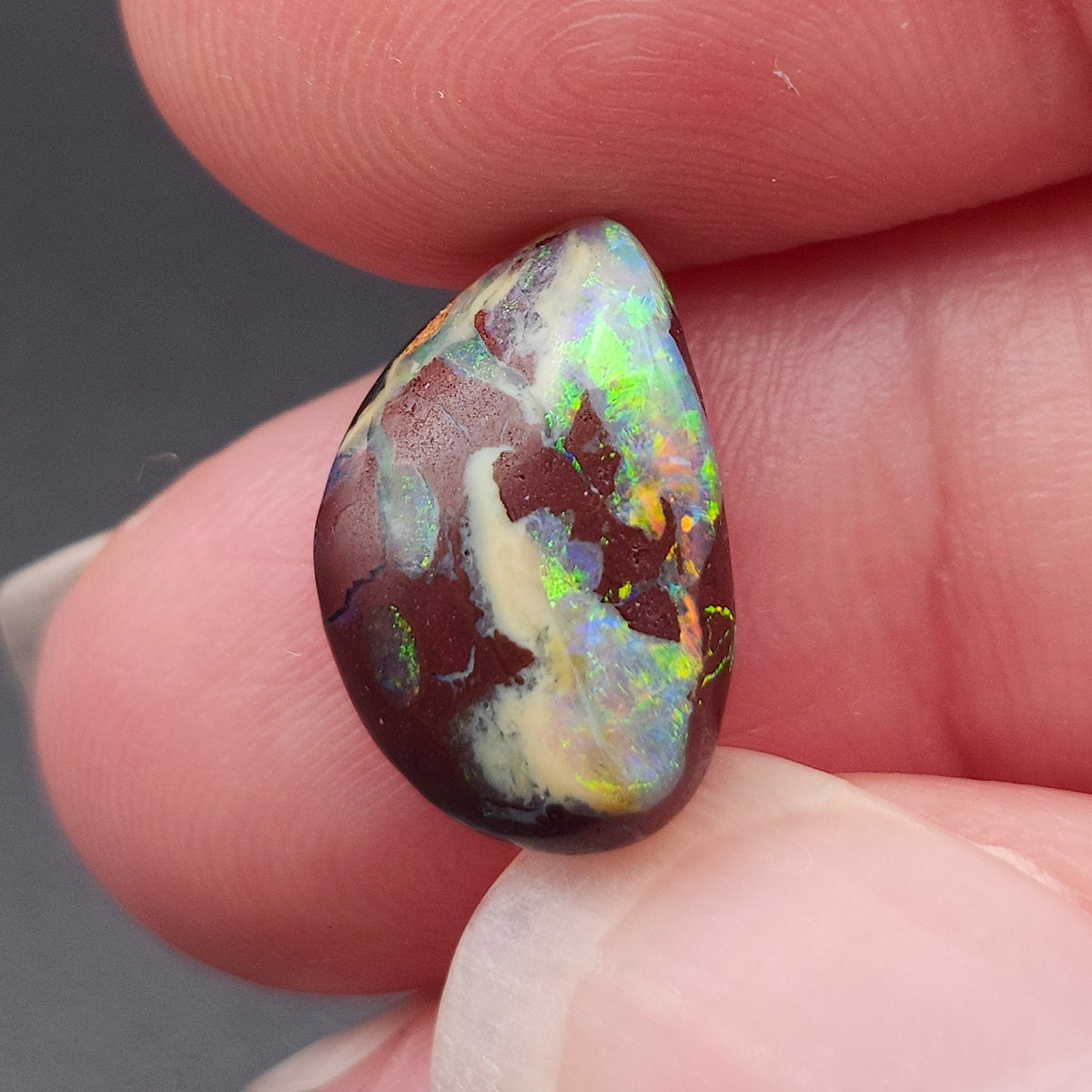 4.05ct Yowah Australian Boulder Opal | Freeform Pear Cabochon | #E296