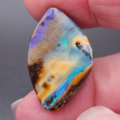 25.19ct Australian Koroit Boulder Opal | Freeform Pear Cabochon | #E299