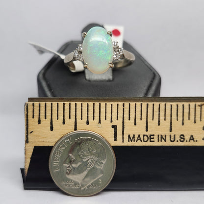 Jessica | Brazilian Crystal Opal & Diamond Ring | 14kt White Gold