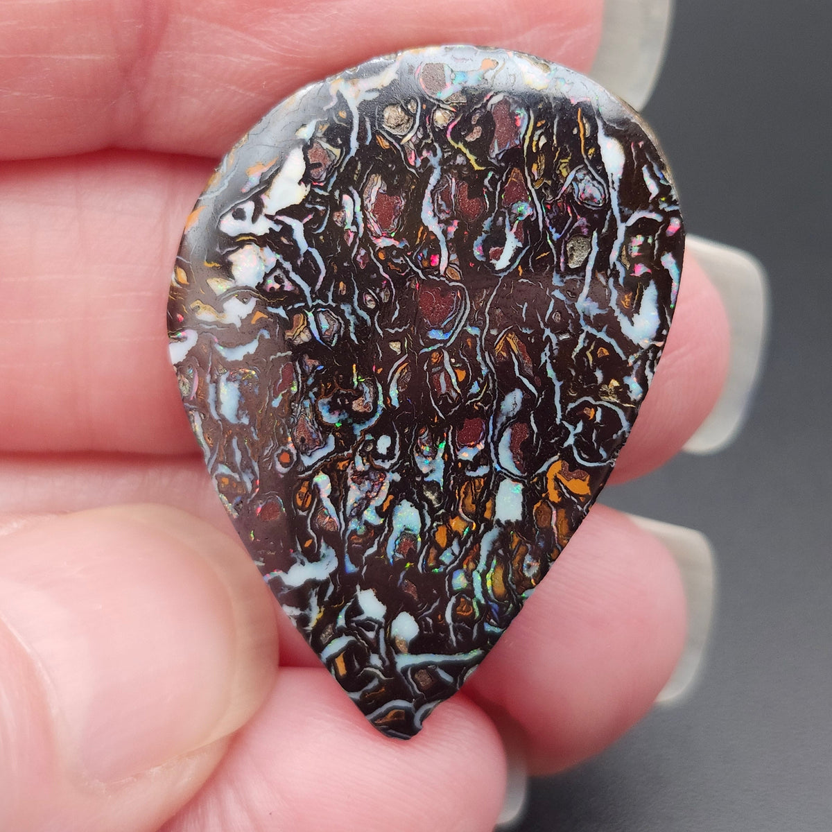 34.05ct Australian Koroit Boulder Matrix Opal | Freeform Pear Cabochon | #E300