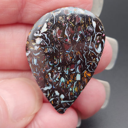 34.05ct Australian Koroit Boulder Matrix Opal | Freeform Pear Cabochon | #E300