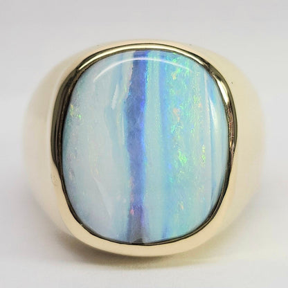 Linhas | Men's Australian Quilpie Boulder Opal Ring | Custom | 14kt Yellow Gold