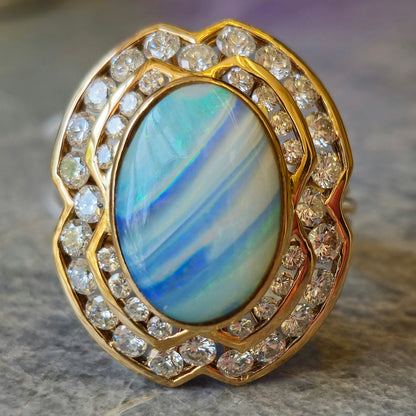 Lady Eva | Quilpie Boulder Opal & Diamond Ring | 14kt Gold