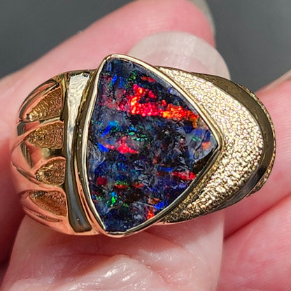 Red Admiral | Quilpie Black Boulder Opal Ring | 14kt