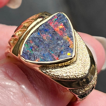 Red Admiral | Quilpie Black Boulder Opal Ring | 14kt