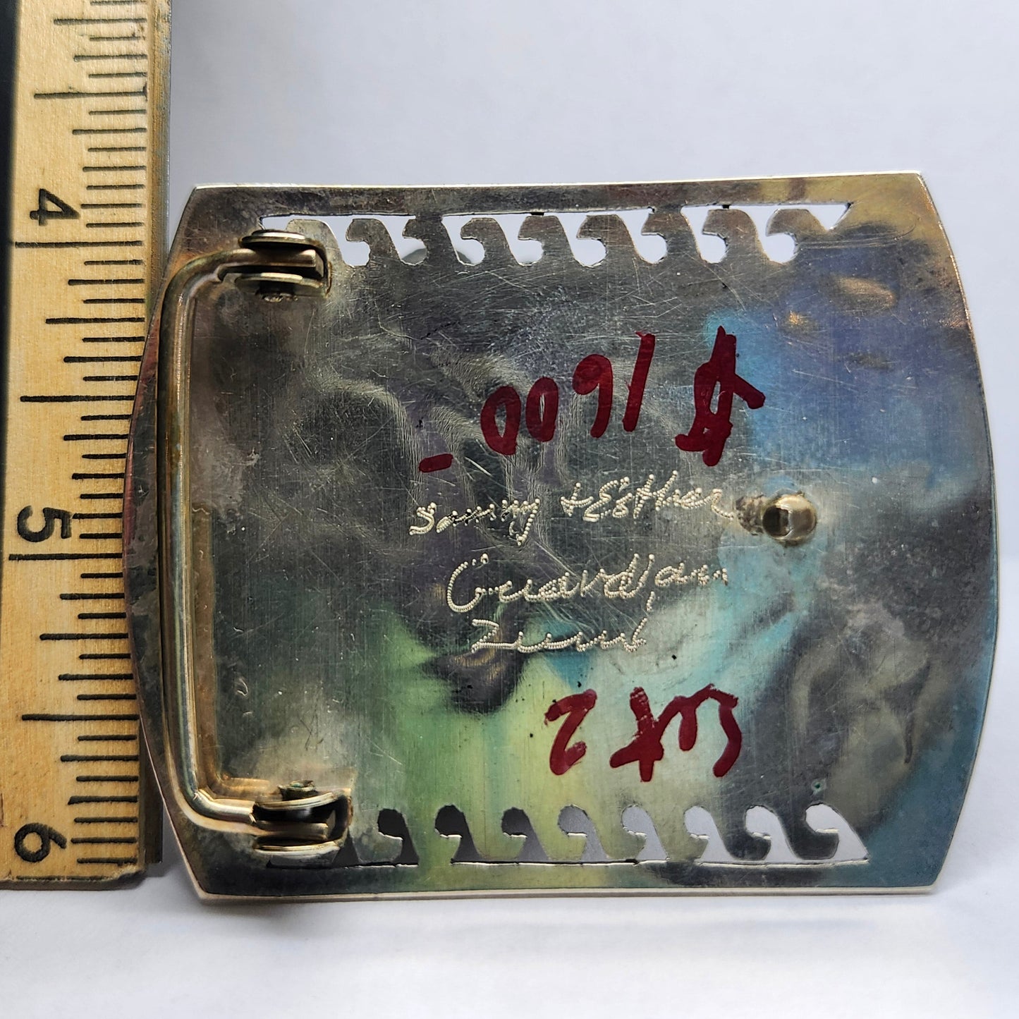 Zuni | Artist Sammy & Esther Guardian | Mallard Duck Inlay Bolo Tie & Belt Buckle Set | Sterling Silver