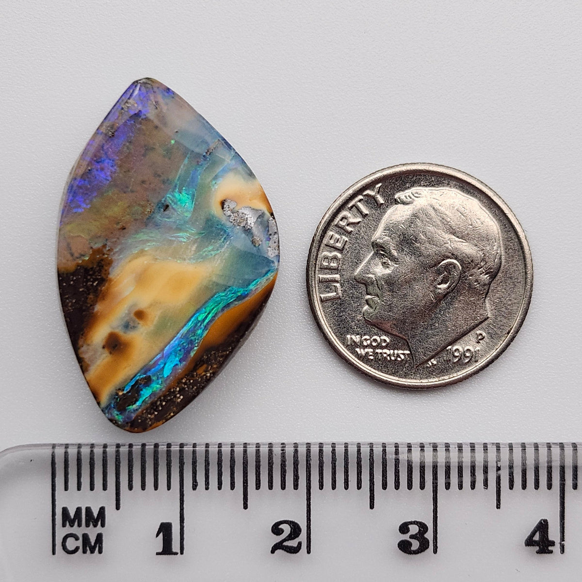 25.19ct Australian Koroit Boulder Opal | Freeform Pear Cabochon | #E299