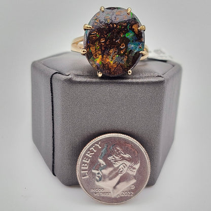Brilla | Koroit Australian Boulder Opal Ring | Estate | 14kt Yellow Gold