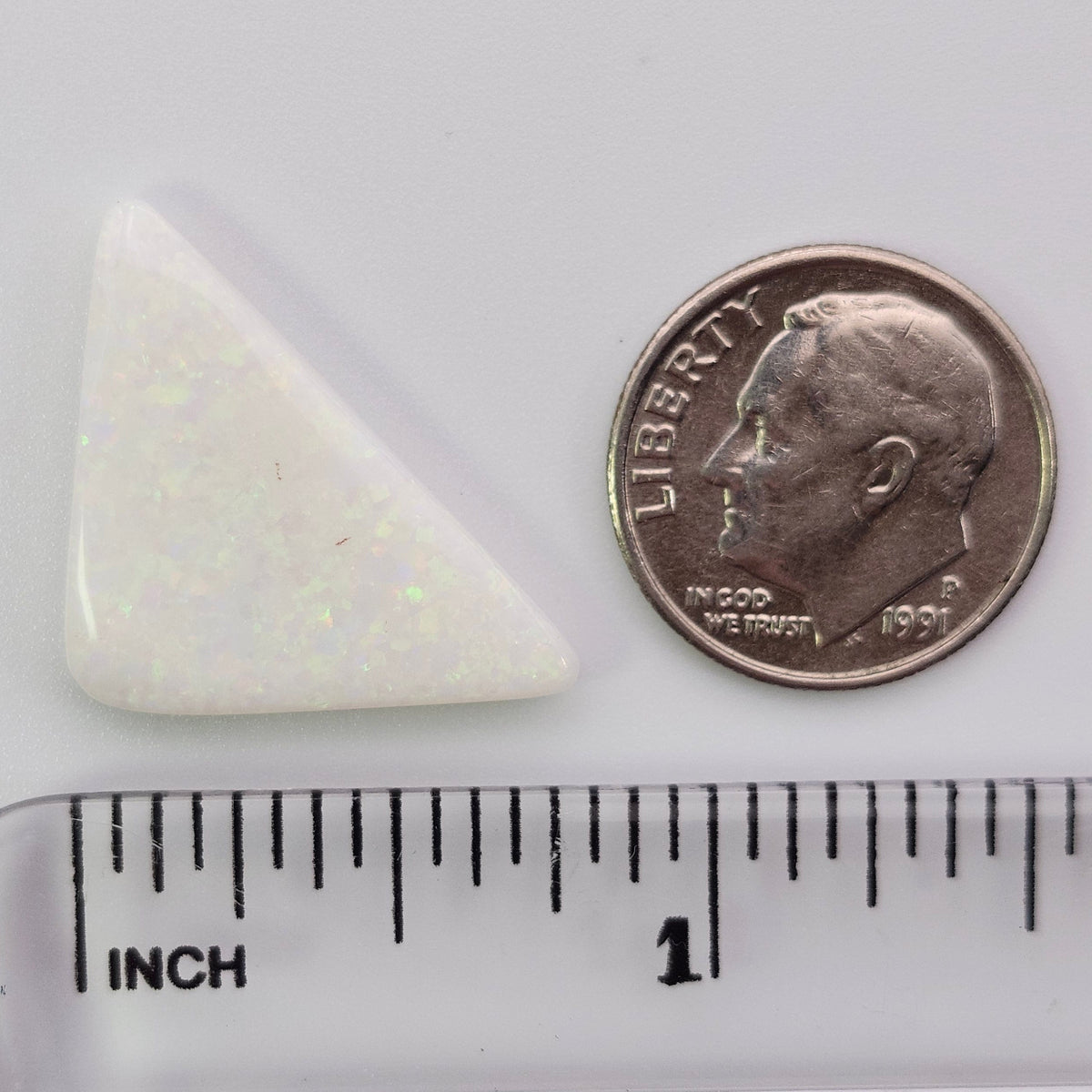 7.47ct White Cliffs Australian White Opal | Triangular Cut Cabochon | #E305