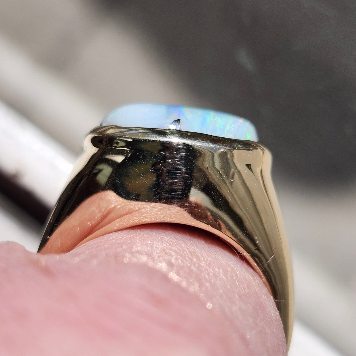 Linhas | Men's Australian Quilpie Boulder Opal Ring | Custom | 14kt Yellow Gold