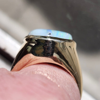 Linhas | Men's Australian Quilpie Boulder Opal Ring | Custom | 14kt Yellow Gold