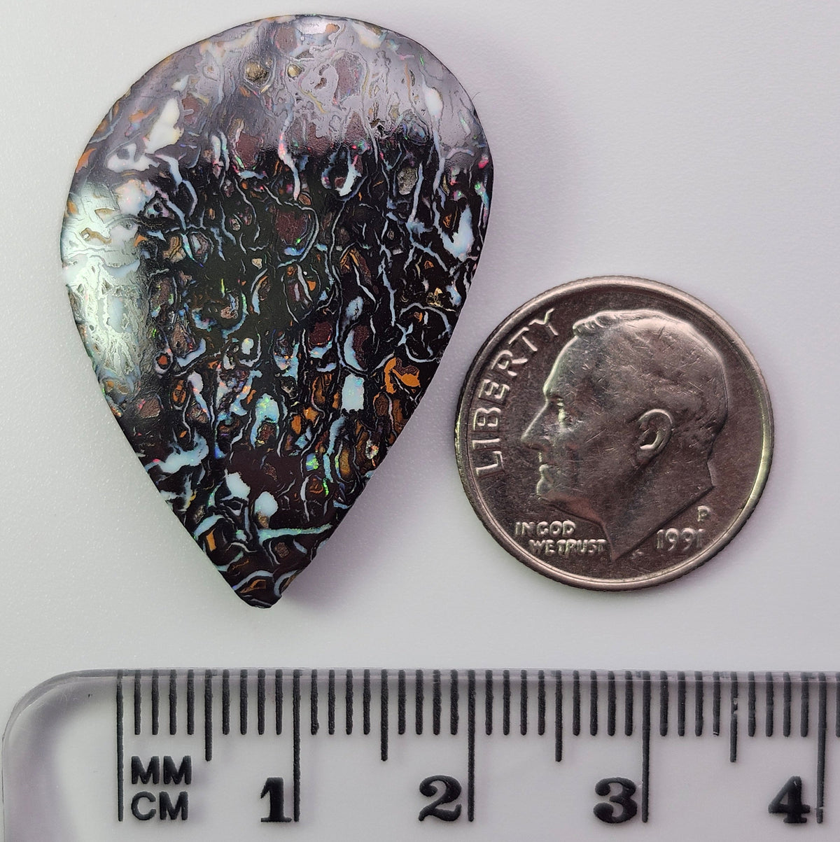 34.05ct Australian Koroit Boulder Matrix Opal | Freeform Pear Cabochon | #E300