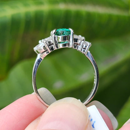 Angelica | 1.29ct Green Paraiba Tourmaline & Diamond Ring | 18kt White Gold