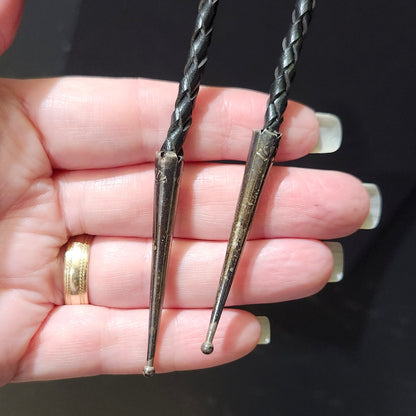 Vintage Zuni | Horned Headdress Inlay Bolo Tie | Sterling Silver