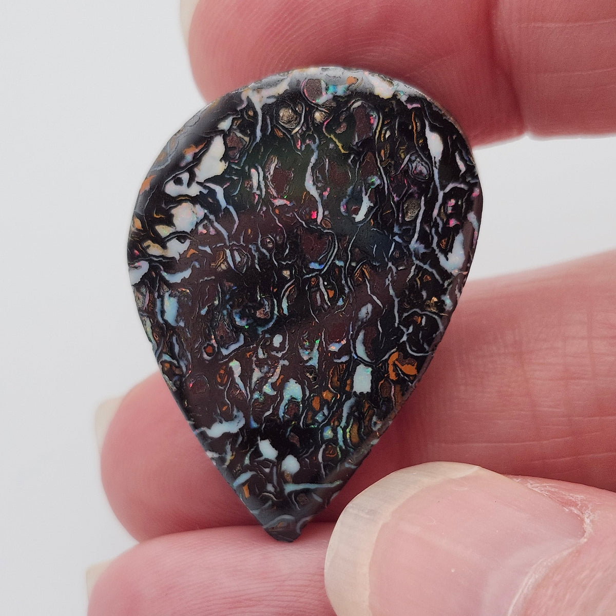 34.05ct Australian Koroit Boulder Matrix Opal | Freeform Pear Cabochon | #E300