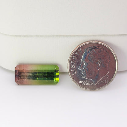 6.53ct Tri-Color Brazilian Tourmaline | Faceted Emerald Cut