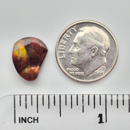 4.84ct Arizona Fire Agate | Freeform Pear Cabochon