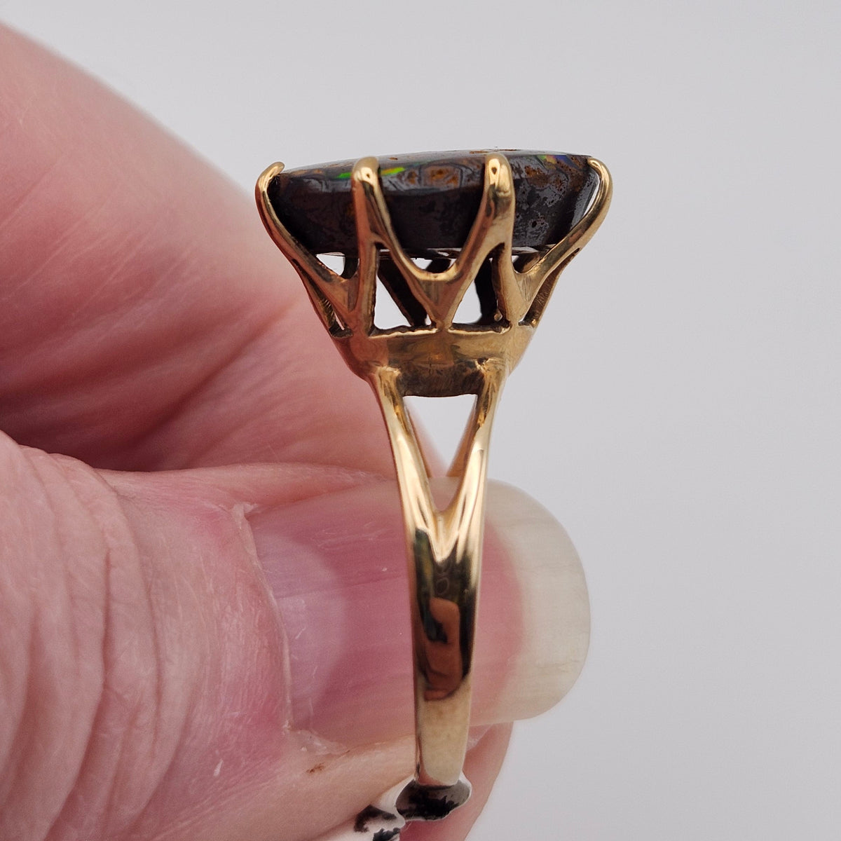 Brilla | Koroit Australian Boulder Opal Ring | Estate | 14kt Yellow Gold