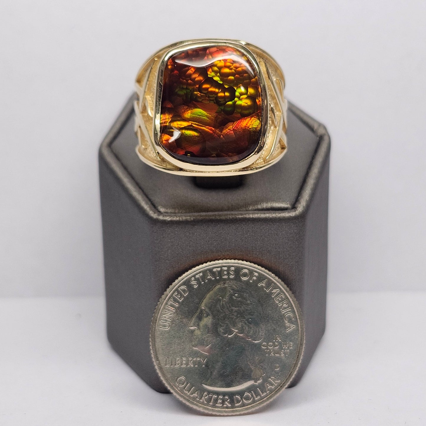 Igneas | Men's 21.49 Gram Custom Fire Agate Ring | 14kt Yellow Gold