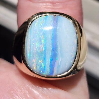 Linhas | Men's Australian Quilpie Boulder Opal Ring | Custom | 14kt Yellow Gold