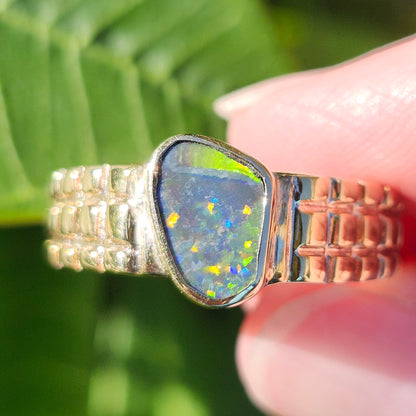 Preto | Men's 1.34ct Lightning Ridge Black Opal Ring | Custom | 14kt Yellow Gold