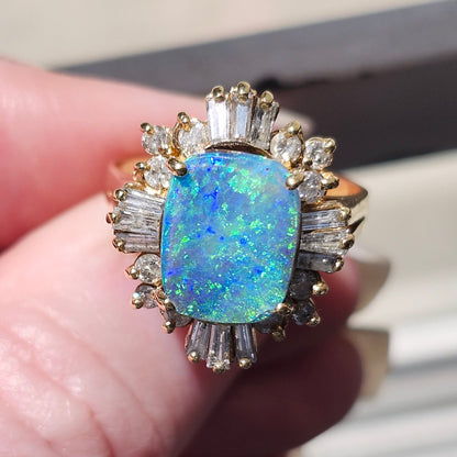 Areja | Australian Koroit Boulder Opal & Diamond Ring | Estate | 14kt Yellow Gold