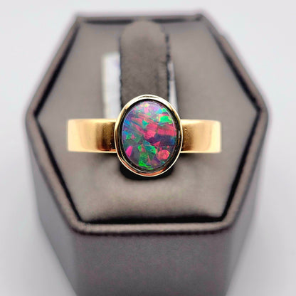Aria | 2.38ct Lightning Ridge Semi-Black Australian Opal Ring | Custom | 18kt Yellow Gold
