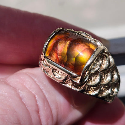Rondo | 10.90 Gram Custom Fire Agate Ring | 14kt Yellow Gold