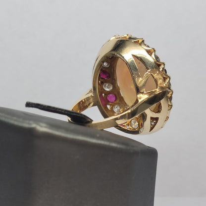 Lady Eve | Ladies' Opal, Burma Ruby and Diamond Ring | 14kt