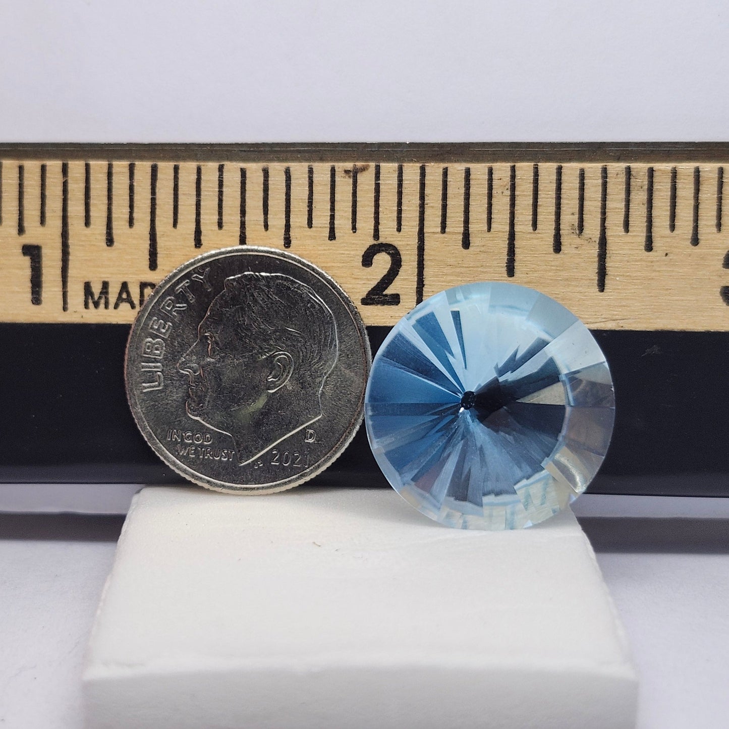 13.75ct Sky Blue Topaz | Custom Fantasy Cut | Round