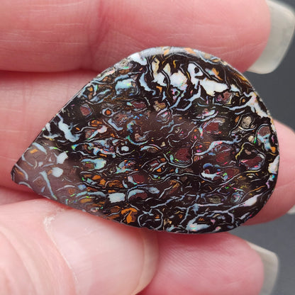 34.05ct Australian Koroit Boulder Matrix Opal | Freeform Pear Cabochon | #E300