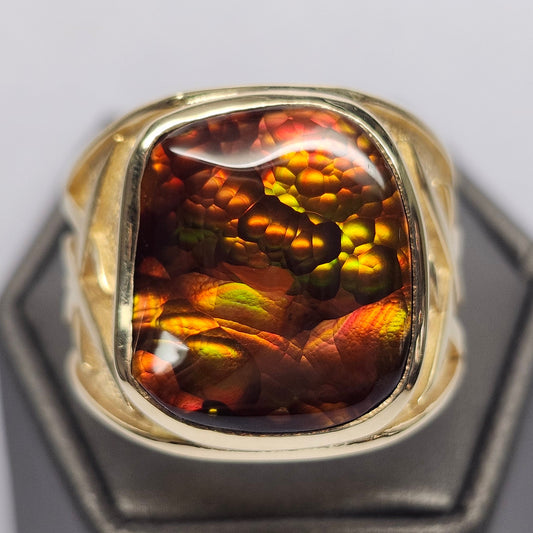 Igneas | Men's 21.49 Gram Fire Agate Ring | Custom | 14kt Yellow Gold
