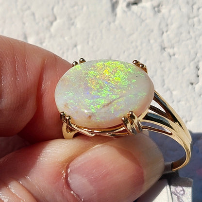 Gwen | Ladies' Split Prong Oval Opal Ring | 10kt Gold