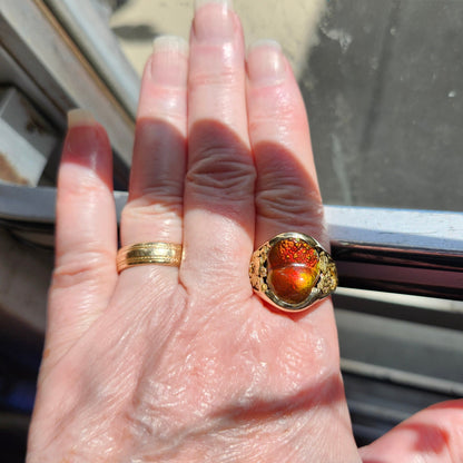 Eternal Flame | Men's 25.36 Gram Fire Agate and Gold Nugget Ring | 14kt