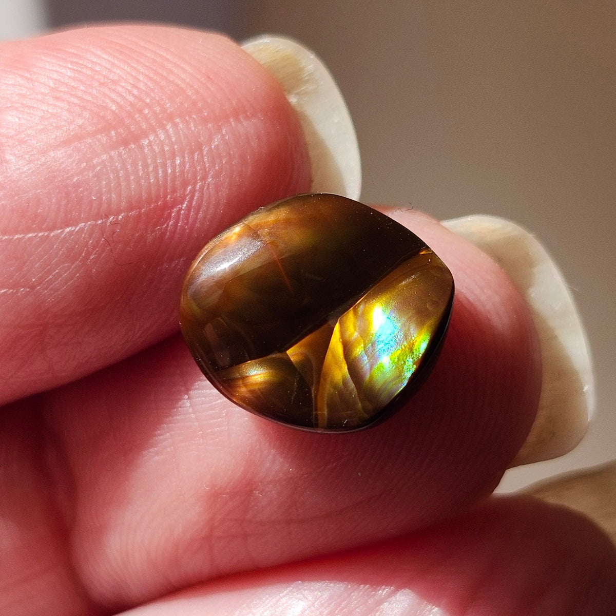 3.43ct Loose Fire Agate | Freeform Oval Cabochon