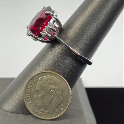 6.83ct | Rubellite Tourmaline and Diamond Ring | 18kt | White Gold