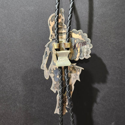 Zuni | Artist Eddie Beyuka | Sun Shield Dancer Inlay Bolo Tie | Sterling Silver