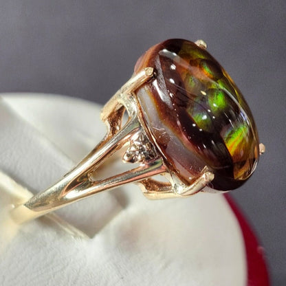 Ladies' Fire Agate & Diamond Ring | 10kt Gold