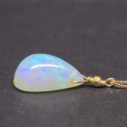 Joy | 3.20ct Ethiopian African Crystal Opal Pendant | 14kt Yellow Gold