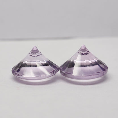 Laser Cut Amethyst Matched Pair | Custom Fancy Cut | Round