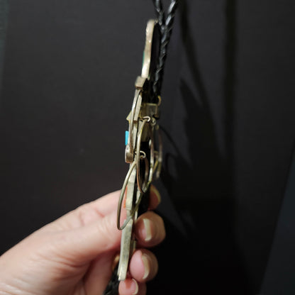 Zuni | Artist Jonathan Beyuka | Hoop Dancer Inlay Bolo Tie | Sterling Silver