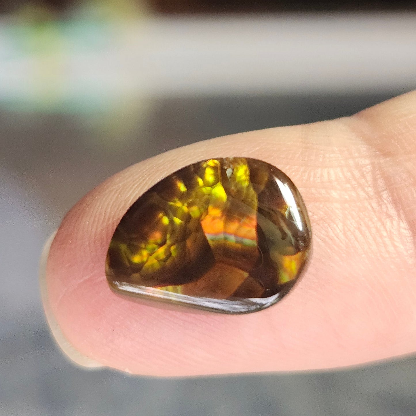 5.14ct Loose Fire Agate | Freeform Pear Cabochon