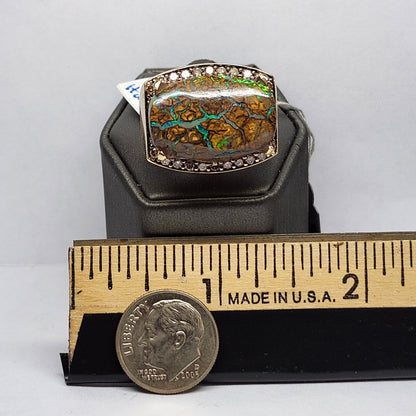 Harper | 11.82ct Koroit Boulder Opal and Diamond Ring | 14kt Yellow Gold